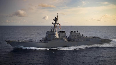 The Arleigh Burke-class guided-missile destroyer USS Preble (DDG 88) transits the Indian Ocean March 29, 2018. Picture taken March 29, 2018.