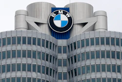The logo of German car manufacturer BMW is pictured at the headquarters in Munich, Germany.