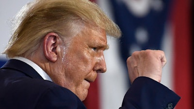 President Trump during an event at the Whirlpool Corporation facility in Clyde, Ohio, Aug. 6, 2020.