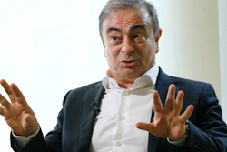 Former Nissan Chairman Carlos Ghosn speaks to Japanese media during an interview in Beirut, Jan. 10, 2020.