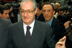 Cesare Romiti arrives at a Confindustria industrialists association meeting in Milan, Oct. 16, 1997.