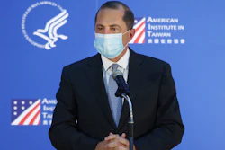 U.S. Health and Human Services Secretary Alex Azar delivers a speech at National Taiwan University College of Public Health in Taipei, Aug. 11, 2020.