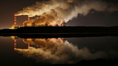 Clouds of smoke are pictured over Europe's largest lignite power plant in Belchatow, central Poland.