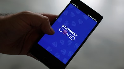 The contact tracing app Stayaway Covid on a cellphone in Lisbon, Sept. 17, 2020.
