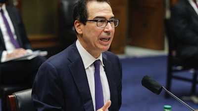 Treasury Secretary Steven Mnuchin testifies on Capitol Hill, Sept. 1, 2020.