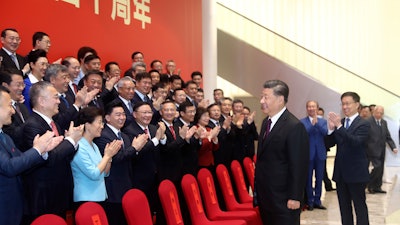 Chinese President Xi Jinping during an event to commemorate the 40th anniversary of the establishment of the Shenzhen Special Economic Zone, Shenzhen, China, Oct. 14, 2020.