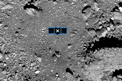 The Osiris-Rex spacecraft's primary sample collection site, named 'Nightingale,' on the asteroid Bennu.