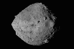 The asteroid Bennu seen from the OSIRIS-REx spacecraft.