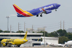 A Southwest Airlines Boeing 737-7H4 takes off from Fort Lauderdale-Hollywood International Airport in Fort Lauderdale, Fla., Oct. 20, 2020.