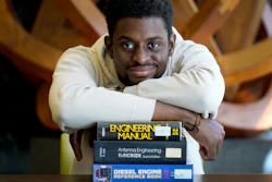 Illinois Institute of Technology student Wofai Ewa, originally from Nigeria, at the institute's library in Chicago, Sept. 18, 2020.