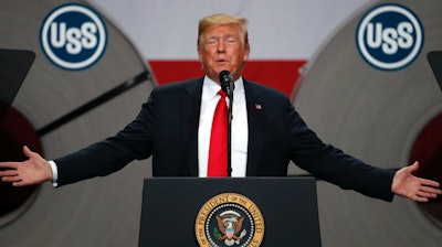 President Donald Trump speaks at the United States Steel Granite City Works plant in Granite City, Ill., July 26, 2018.