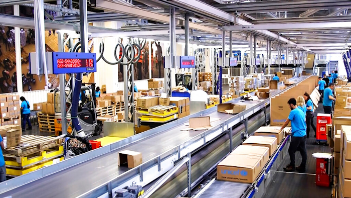 Boxing up humanitarian aid at UNICEF’s vast warehouse in October of 2020.