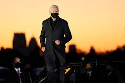 Democratic presidential candidate former Vice President Joe Biden arrives to speak at a rally at Belle Isle Casino in Detroit, Mich., Saturday, Oct. 31, 2020, which former President Barack Obama also attended.