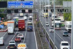 Traffic moves along the M6 motorway near Birmingham, England, May 18, 2020.