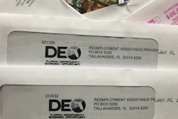 Envelopes from the Florida Department of Economic Opportunity Reemployment Assistance Program are shown in this photo from Nov. 5 in Surfside, FL.