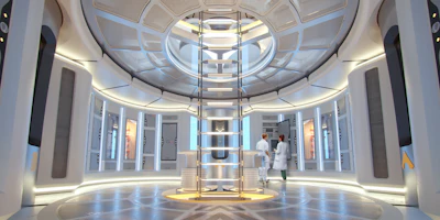 Interior of a lunar habitat module, intended as part of a future international ‘Moon Village’. The study was performed in partnership with the Department of Aeronautics at MIT and US architecture, interior design, engineering and urban planning firm Skidmore, Owings and Merrill (SOM). Their innovative proposal is an inflatable structural shell technology to be placed on the rim of Shackleton Crater near the lunar South Pole, offering access to near-continuous sunlight and lunar water ice