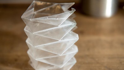 The researchers have developed an origami-inspired, folded plastic fuel bladder that doesn't crack at super cold temperatures and could someday be used to store and pump fuel.