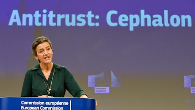 European Executive Vice President Margrethe Vestager during a media conference regarding in Brussels, Nov. 26, 2020.