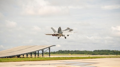 Boeing and the U.S. Navy proved recently that the F/A-18 Super Hornet can operate from a “ski jump” ramp.