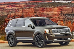 This undated photo provided by Kia shows the 2021 Kia Telluride, which retains its crown as the Edmunds Top Rated SUV for 2021. It stands out from the competition with its more premium look and feel.