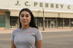 Alexandra Orozco stands for a portrait outside of the closed J.C. Penney where she was laid off from, in Delano, Calif., on Sunday, Dec. 6, 2020. Orozco began working part-time at the department store when she was 18, and in nearly four years rose through the ranks from cashier to freight team associate.