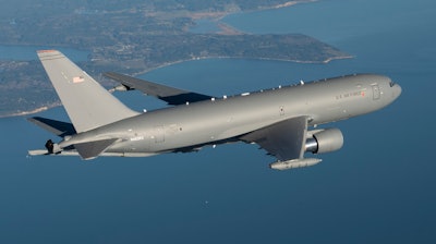 The KC-46A is a multirole tanker designed to refuel allied and coalition military aircraft compatible with international aerial refueling procedures.