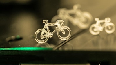 The new approach can be used to make a variety of complex objects such as the bicycle shown here.