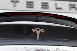 Tesla logo on a 2020 Model X.