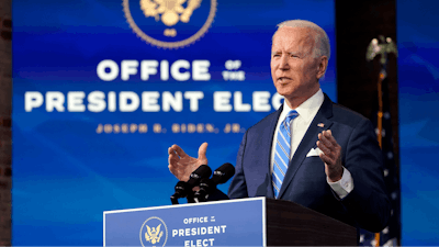 President-elect Joe Biden speaks about the COVID-19 pandemic during an event at The Queen theater, Thursday, Jan. 14, 2021, in Wilmington, Del.