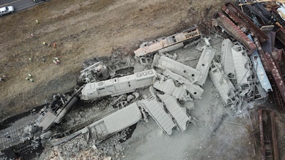 Aerial photograph of the collision at milepost 527.1.