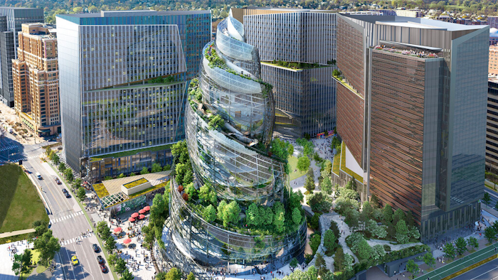 Artist rendering of Amazon's headquarters redevelopment, Arlington, Va.