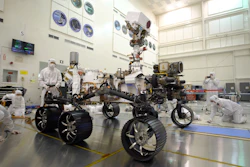 Perseverance Rover drive test, JPL Spacecraft Assembly Facility.