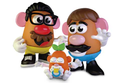 This photo provided by Hasbro shows the new Potato Head world. Mr. Potato Head is no longer a mister. Hasbro, the company that makes the potato-shaped plastic toy, is giving the spud a gender neutral new name: Potato Head. The change will appear on boxes this year.