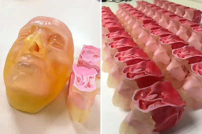 Elaborate 3D sinus models made with advanced additive manufacturing technology. Photos by Mark Roe, Fusetec.