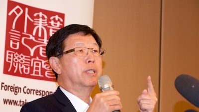 Foxconn Chairman Young Liu speaks in a press conference in Taipei, Taiwan on Tuesday, March 16, 2021.