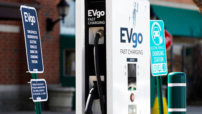 EVgo electric vehicle charging station at Willow Festival shopping plaza, Northbrook, Ill., March 31, 2021.