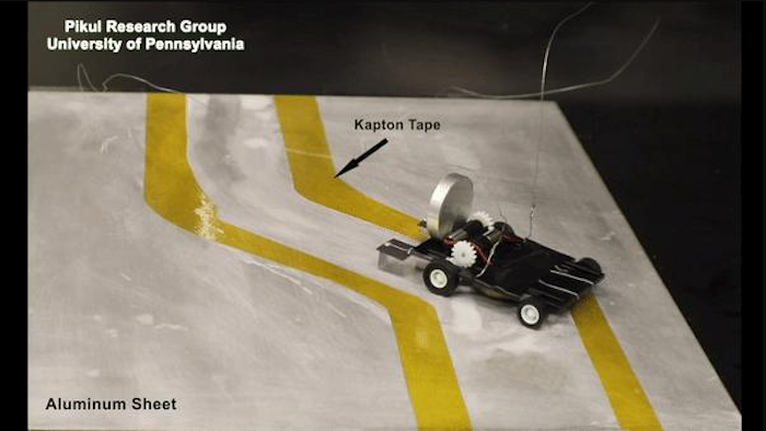 Penn Engineering's metal-eating robot can follow a metal path without using a computer or needing a battery.