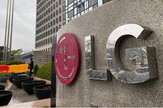A logo of LG Electronics Inc. is seen outside of the company's office building in Seoul, South Korea, Monday, April 12, 2021. South Korean President Moon Jae-in on Monday welcomed a decision by two South Korean electric vehicle battery makers to settle a long-running intellectual property dispute that had threatened thousands of American jobs and President Joe Biden's environmental policies.