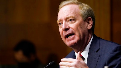 Microsoft President Brad Smith during a hearing on emerging technologies and their impact on national security, Capitol Hill, Feb. 23, 2021.