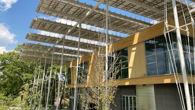Solar canopy on Georgia Tech's Kendeda Building, Atlanta, April 20, 2021.