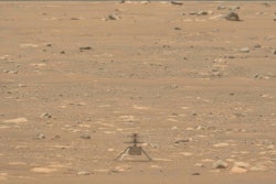 Image from video showing the Mars Ingenuity helicopter on the surface of the planet, April 29, 2021.