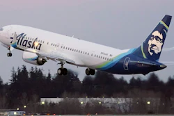 The first Alaska Airlines passenger flight on a Boeing 737-9 Max airplane takes off from Seattle-Tacoma International Airport in Seattle.