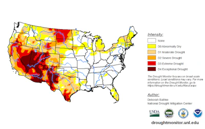 Drought conditions in the continental U.S. on April 13, 2021.