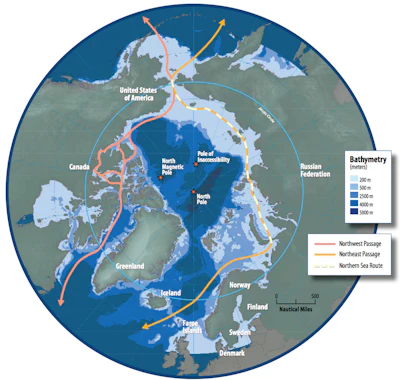 Arctic shipping routes.