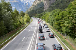 Weekend traffic in Rothenbrunnen, Switzerland, Aug. 12, 2018.