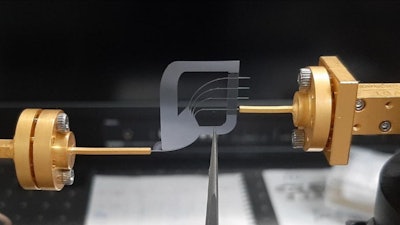 Experimentation with the multiplexer, showing connection to external systems. The multiplexer does not have any form of supporting substrate.