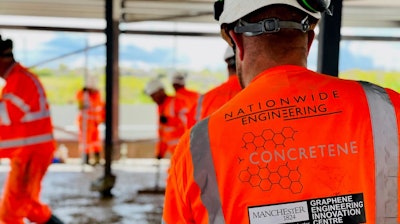 Team from The University of Manchester and Nationwide Engineering laying the world's first engineered graphene concrete in a commercial setting.
