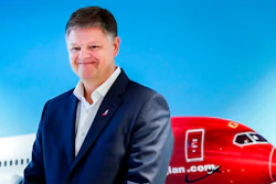 In this Wednesday, Nov. 20, 2019 file photo, Jacob Schram poses for the media after being announced as the new CEO of Norwegian Air Shuttle, in Oslo. Low-cost carrier Norwegian Air Shuttle “has been saved,” top boss CEO Jacob Schram said Wednesday May 26, 2021, adding it had “written history” as the ailing airline had struggled with the fallout of the coronavirus pandemic and a debt restructuring plan.