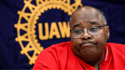 In this Nov. 6, 2019, file photo, United Auto Workers union President Rory Gamble answers questions in Southfield, Mich. When Gamble took over as president of the United Auto Workers in 2019, the union was embroiled in a federal corruption probe that had ensnared two of Gamble's predecessors. It won't get any easier for Gamble's successor, Ray Curry. He will preside over a union that faces monumental changes as the auto business navigates an epochal transition from internal combustion engines to battery-electric powered vehicles.