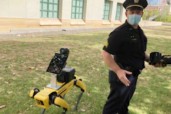 Honolulu Police Acting Lt. Joseph O’Neal demonstrates a robotic dog in Honolulu, May 14, 2021.